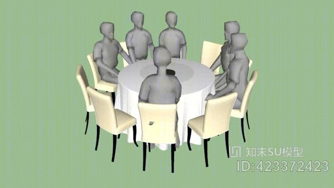 餐桌用餐者SU模型下载【ID:423372423】