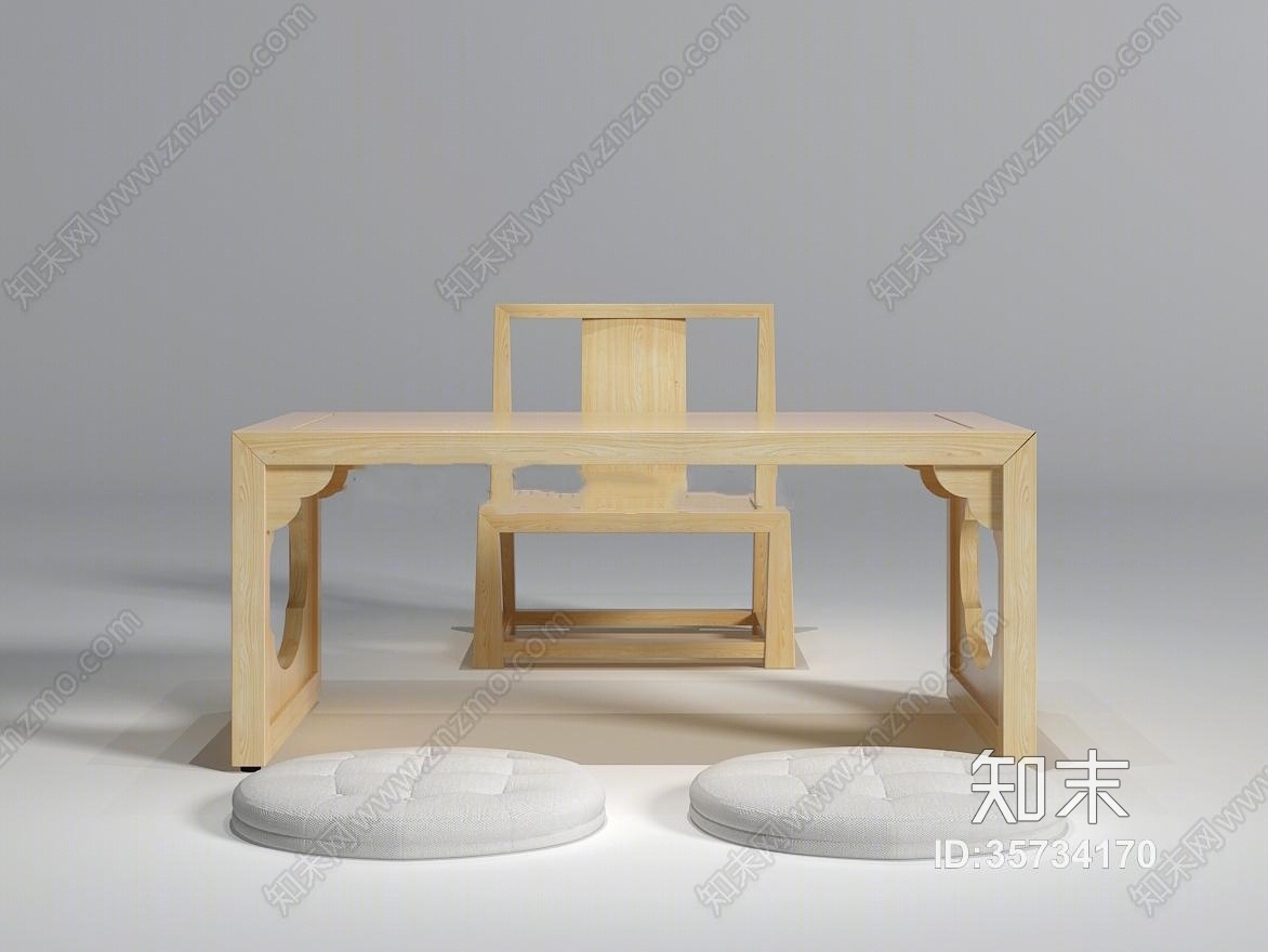 中式榻榻米桌椅组合下载3D模型下载【ID:35734170】