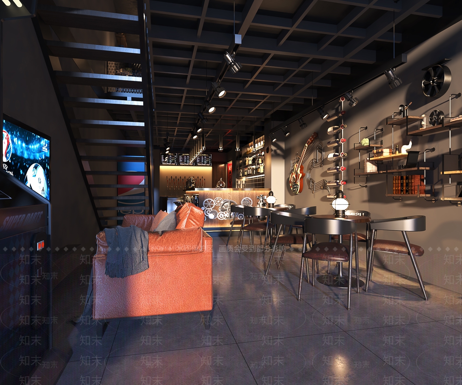 工业风酒吧3D模型下载【ID:193484369】