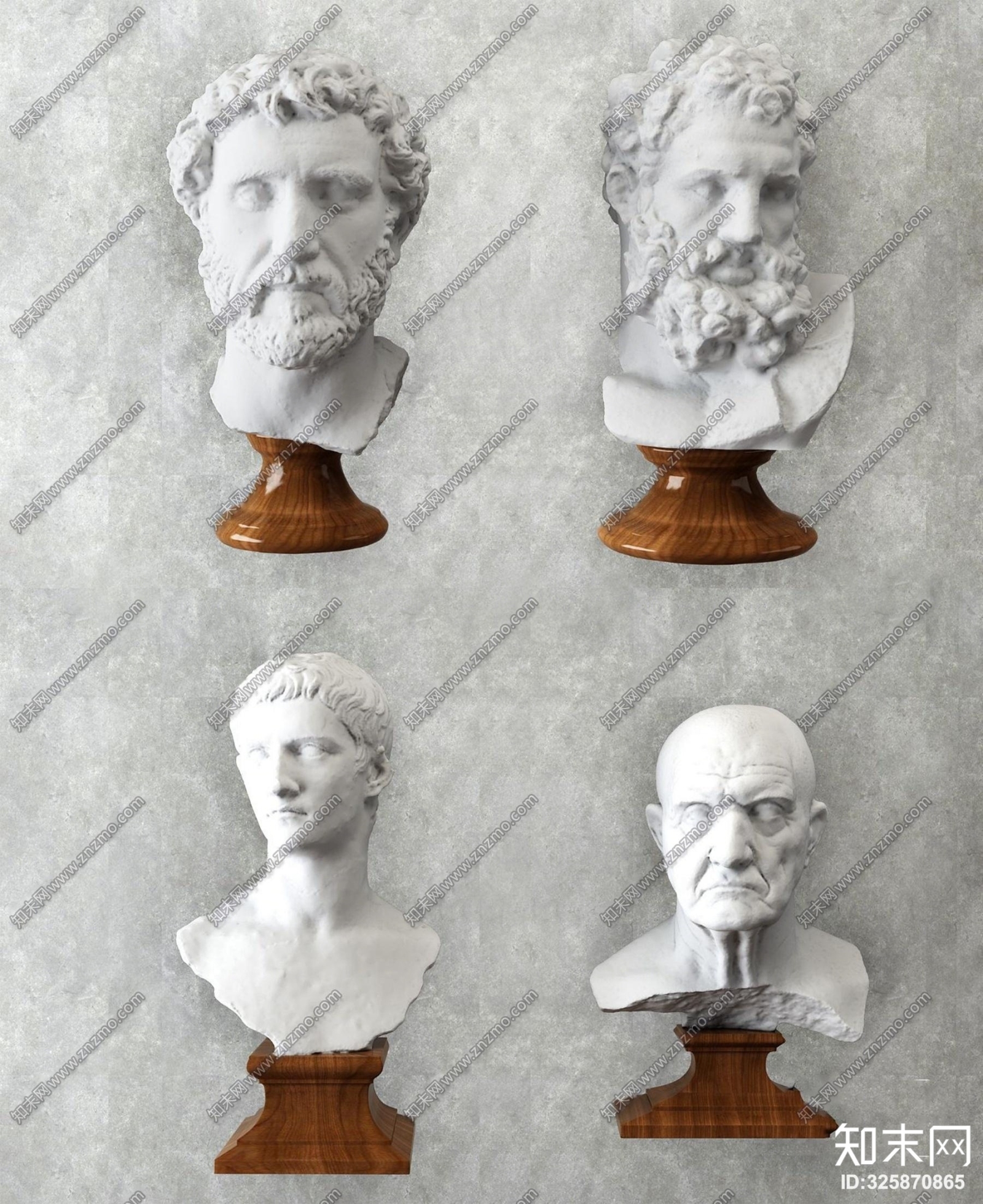 欧式人物头像雕塑组合3D模型下载【ID:325870865】
