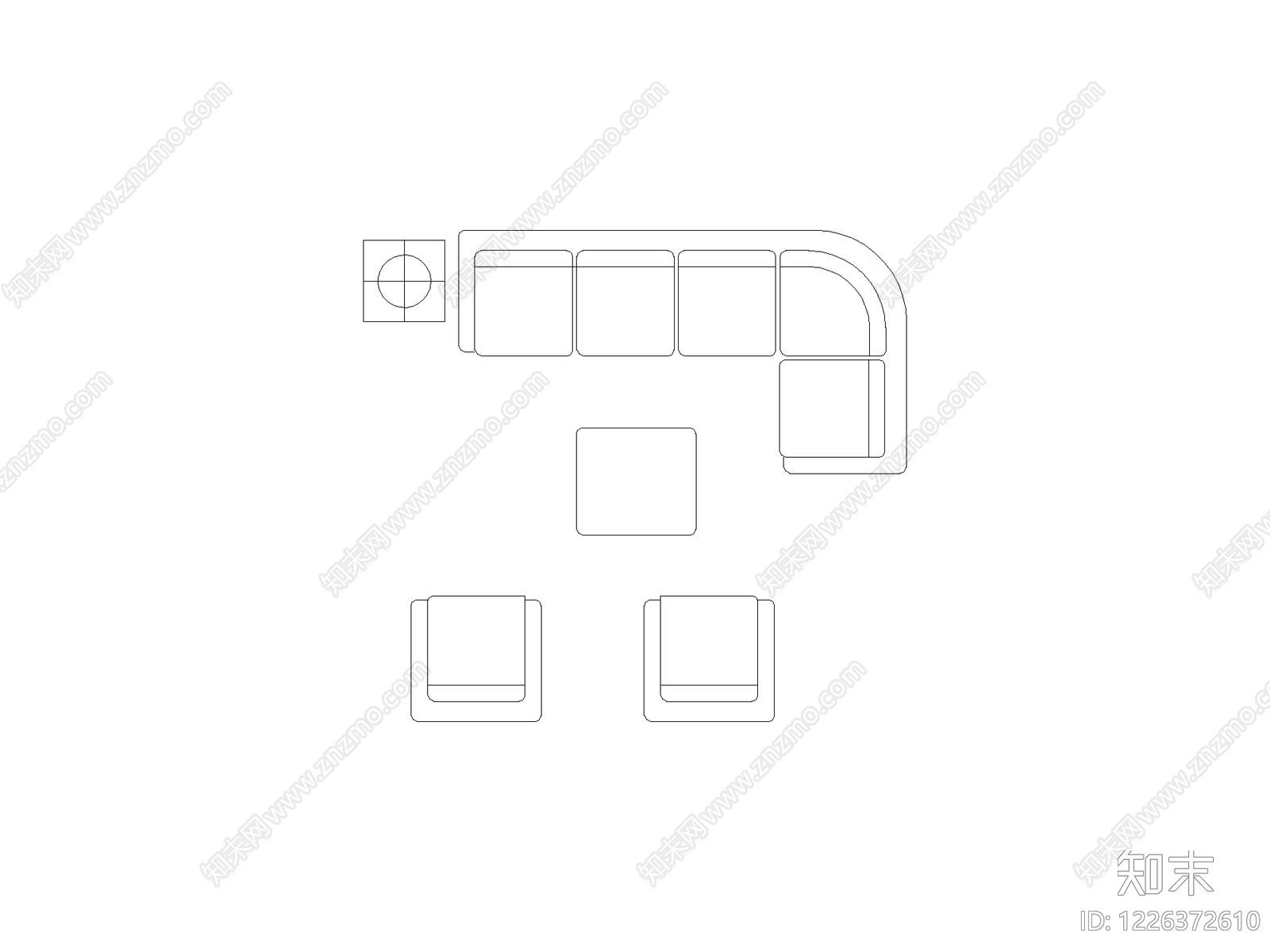 沙发cad施工图下载【ID:1226372610】