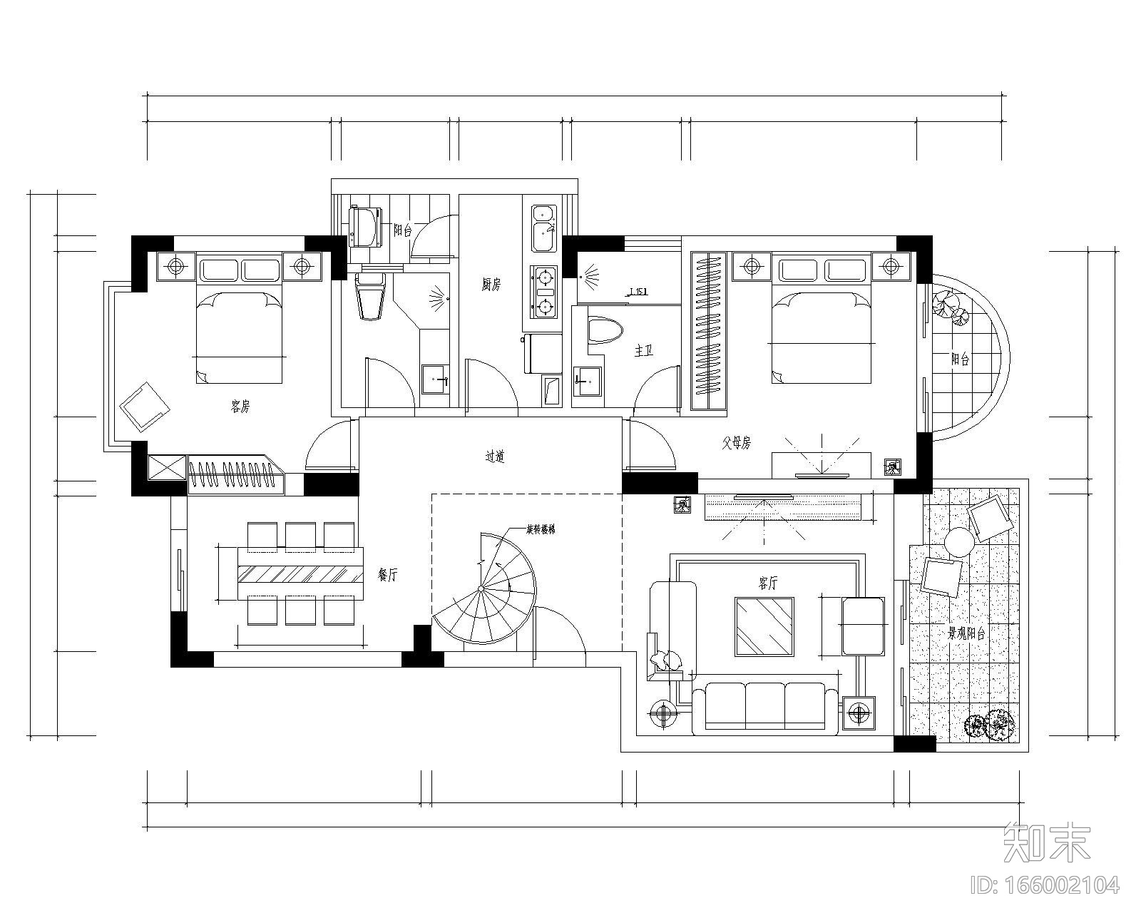 [福建]某复式现代风格别墅施工图及效果图cad施工图下载【ID:166002104】