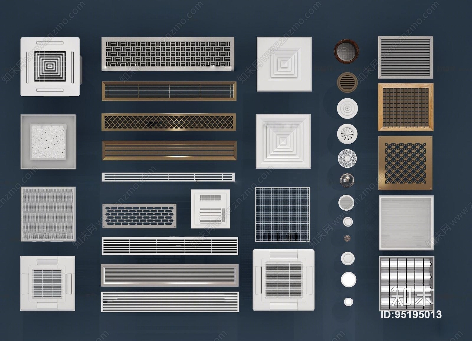 现代空调出风口排风扇组合3D模型下载【ID:95195013】