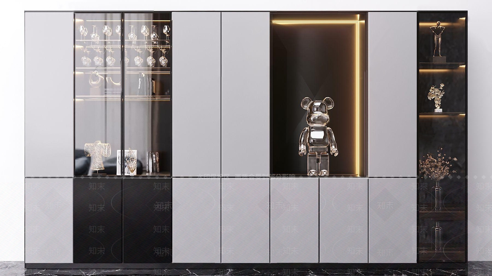 现代轻奢酒柜3D模型下载【ID:192531305】