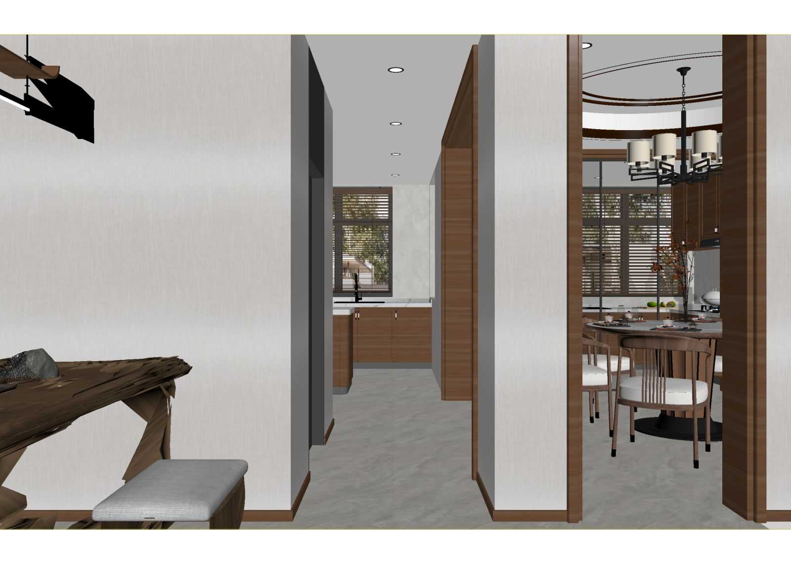 新中式家居餐厅3D模型下载【ID:1215067264】