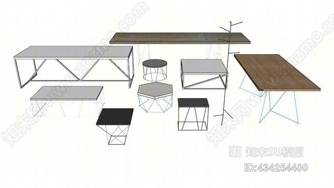 Nuxx家具，现代，工业，阁楼，极简主义，斯堪的纳维亚风格，桌子，桌子，圣_，斯托利克SU模型下载【ID:434254400】
