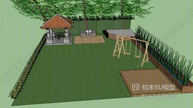 现代花园游乐场SU模型下载【ID:634605883】