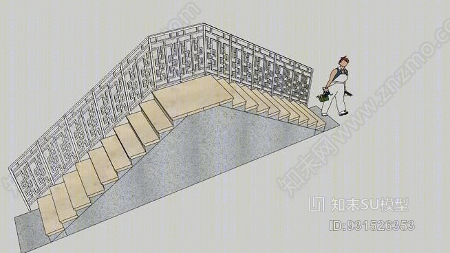 双梯爬进宫廷贵妇SU模型下载【ID:931526353】