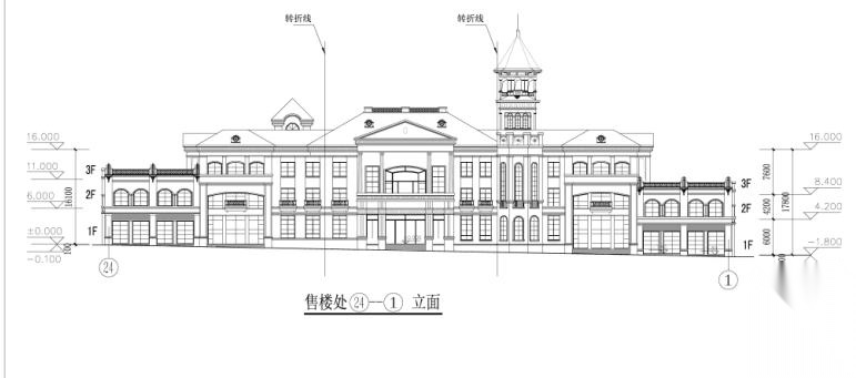 [广西]三层法式风格独立商业街建筑设计方案文本cad施工图下载【ID:167220151】