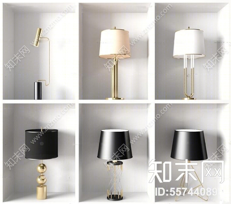 现代金属台灯组合3D模型下载【ID:55744089】