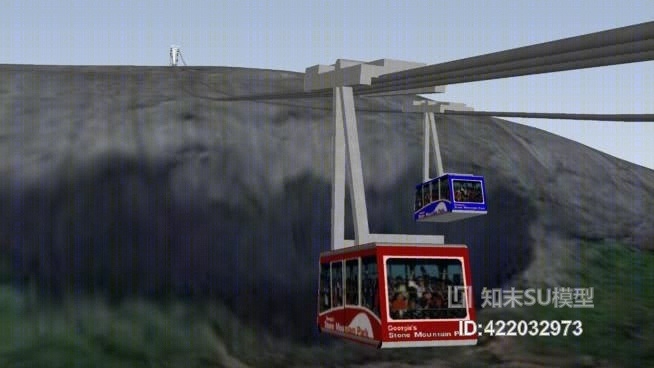 04石山空中升降塔与有轨电车SU模型下载【ID:422032973】