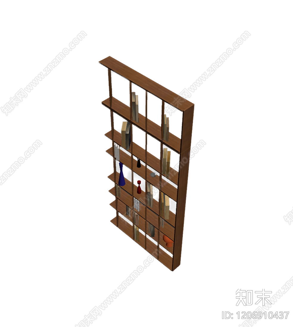 木质格子书架组合3D模型下载【ID:1206910437】