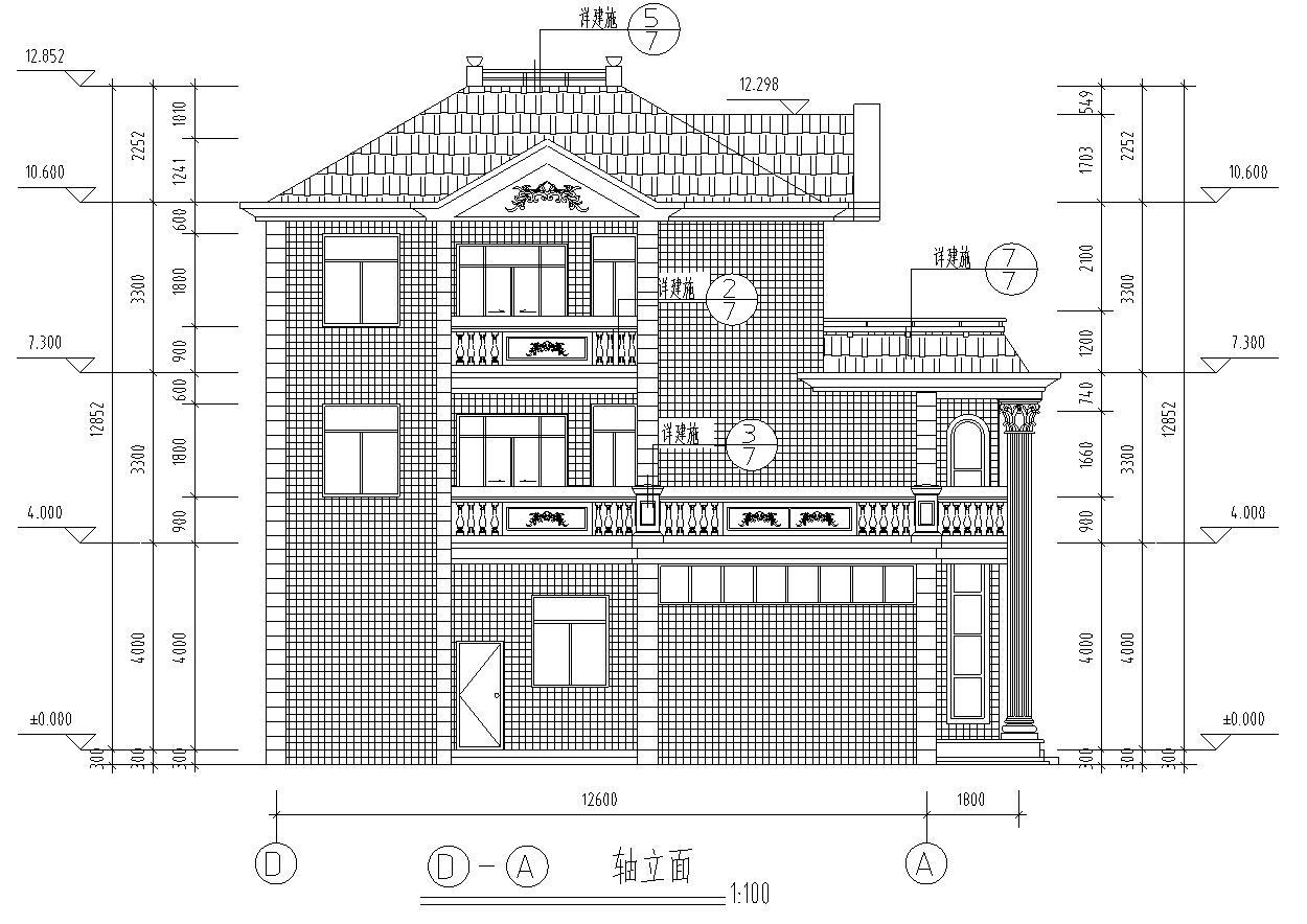 [广东]三层单家独院式别墅建筑施工图设计施工图下载【ID:151388128】