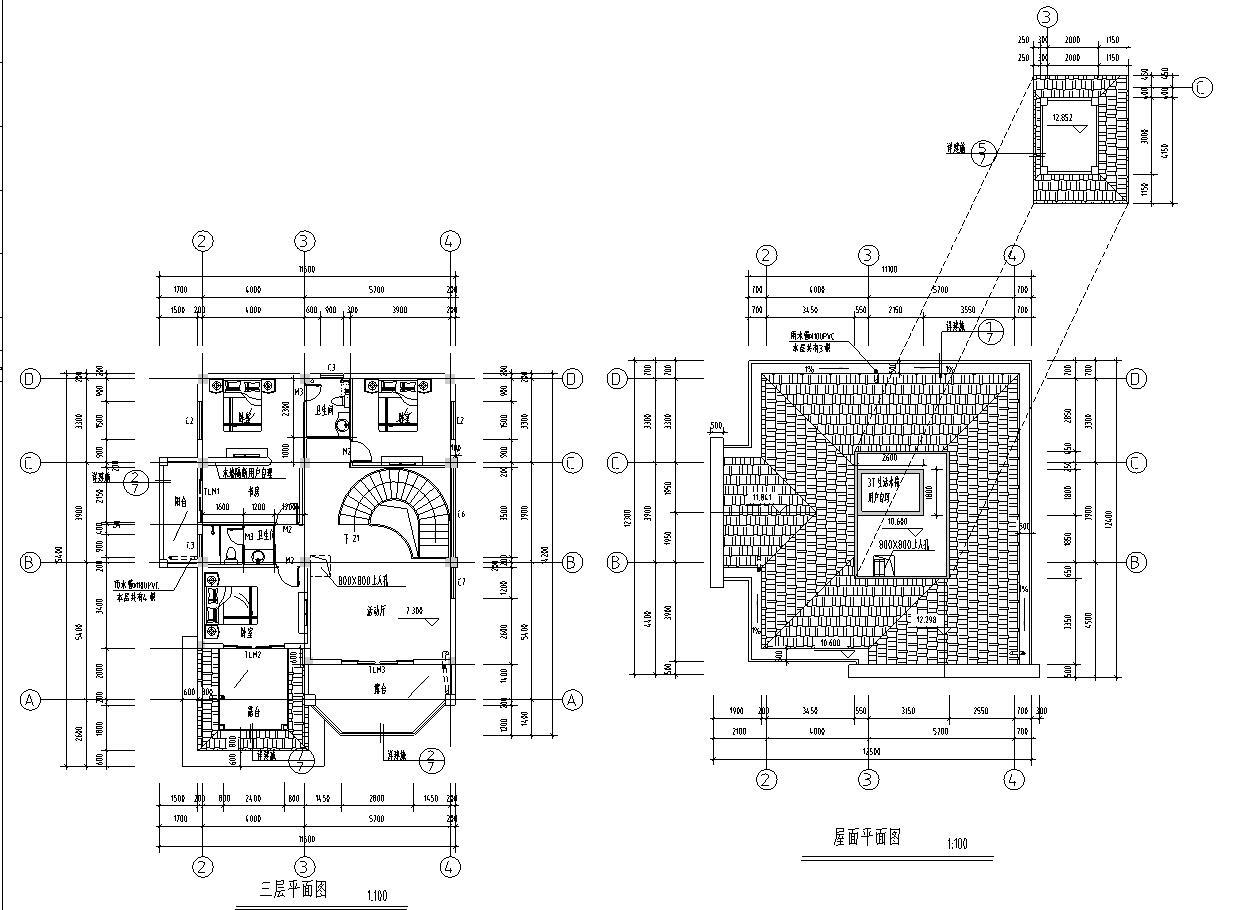 [广东]三层单家独院式别墅建筑施工图设计施工图下载【ID:151388128】