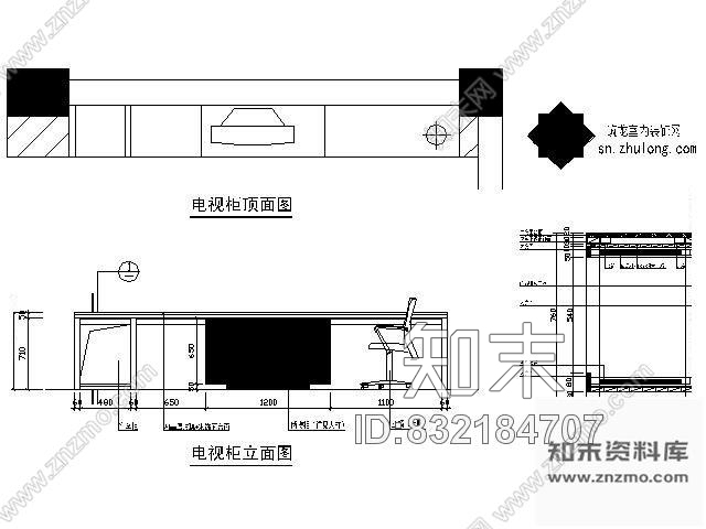 图块/节点酒店客房电视柜详图施工图下载【ID:832184707】