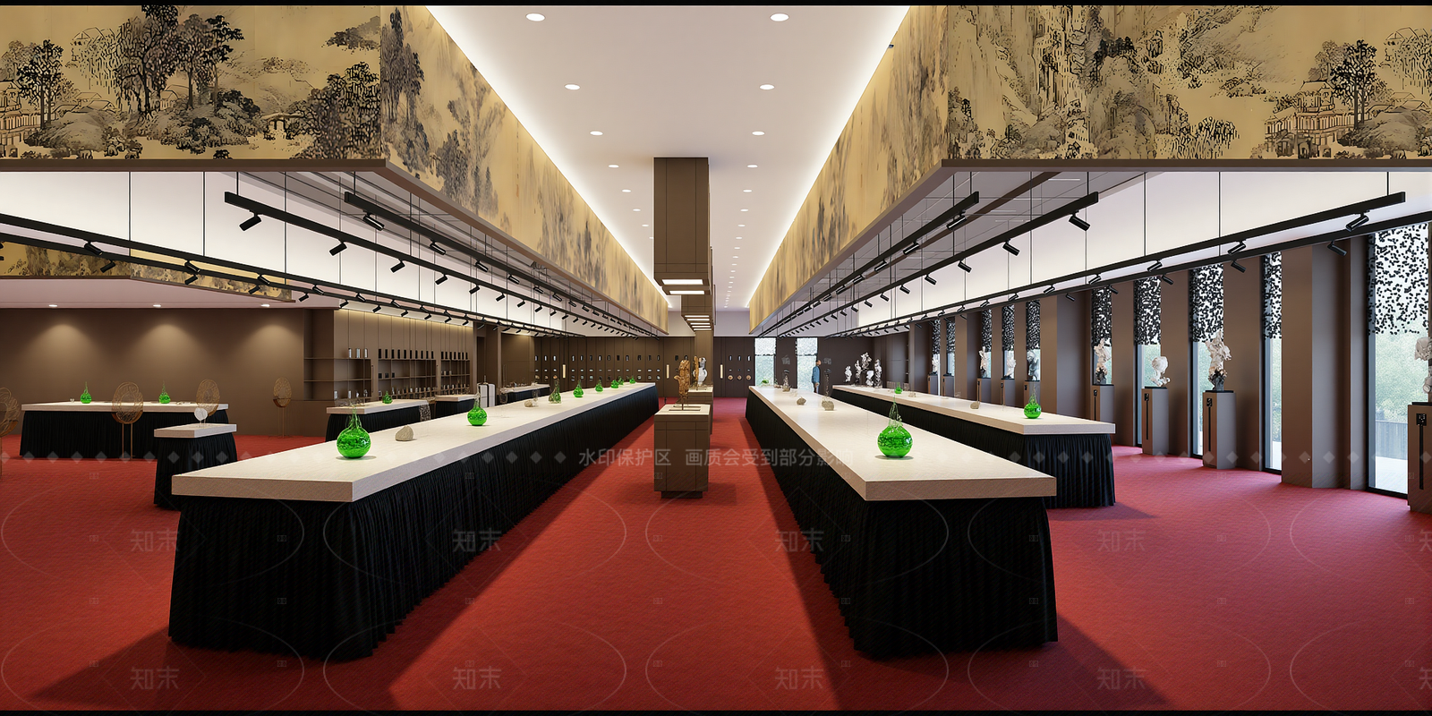 现代陶瓷展厅3D模型下载【ID:1214596079】