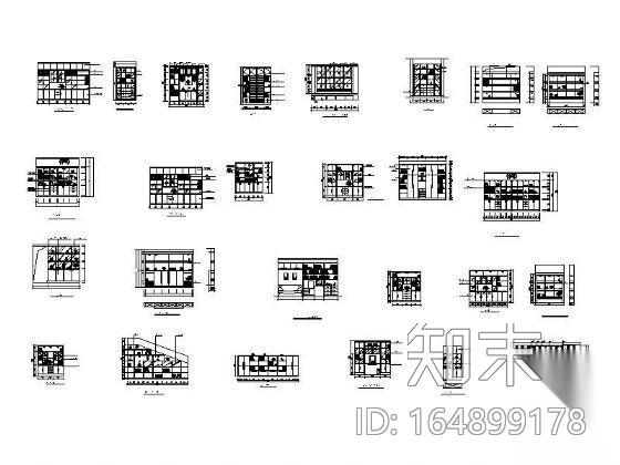 多个书柜立面施工图下载【ID:164899178】