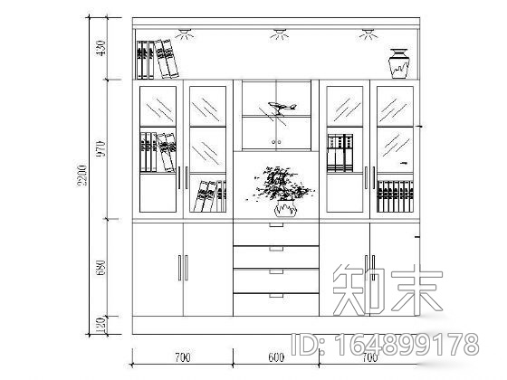 多个书柜立面cad施工图下载【ID:164899178】