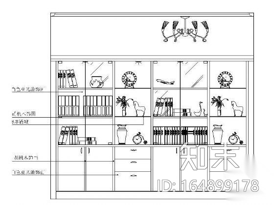 多个书柜立面cad施工图下载【ID:164899178】