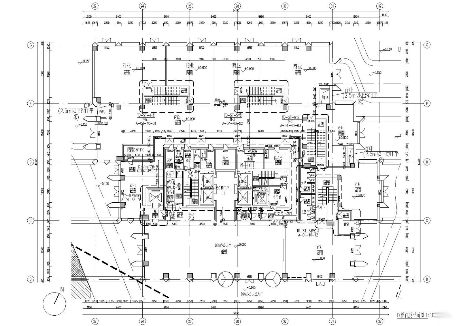 [上海]超高层现代SOHO办公综合体建筑施工图cad施工图下载【ID:160587182】