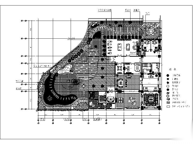 某办公楼屋顶花园完整施工图方案cad施工图下载【ID:160911115】