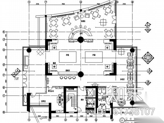 [广东]某小区售楼处室内装修施工图cad施工图下载【ID:161738107】