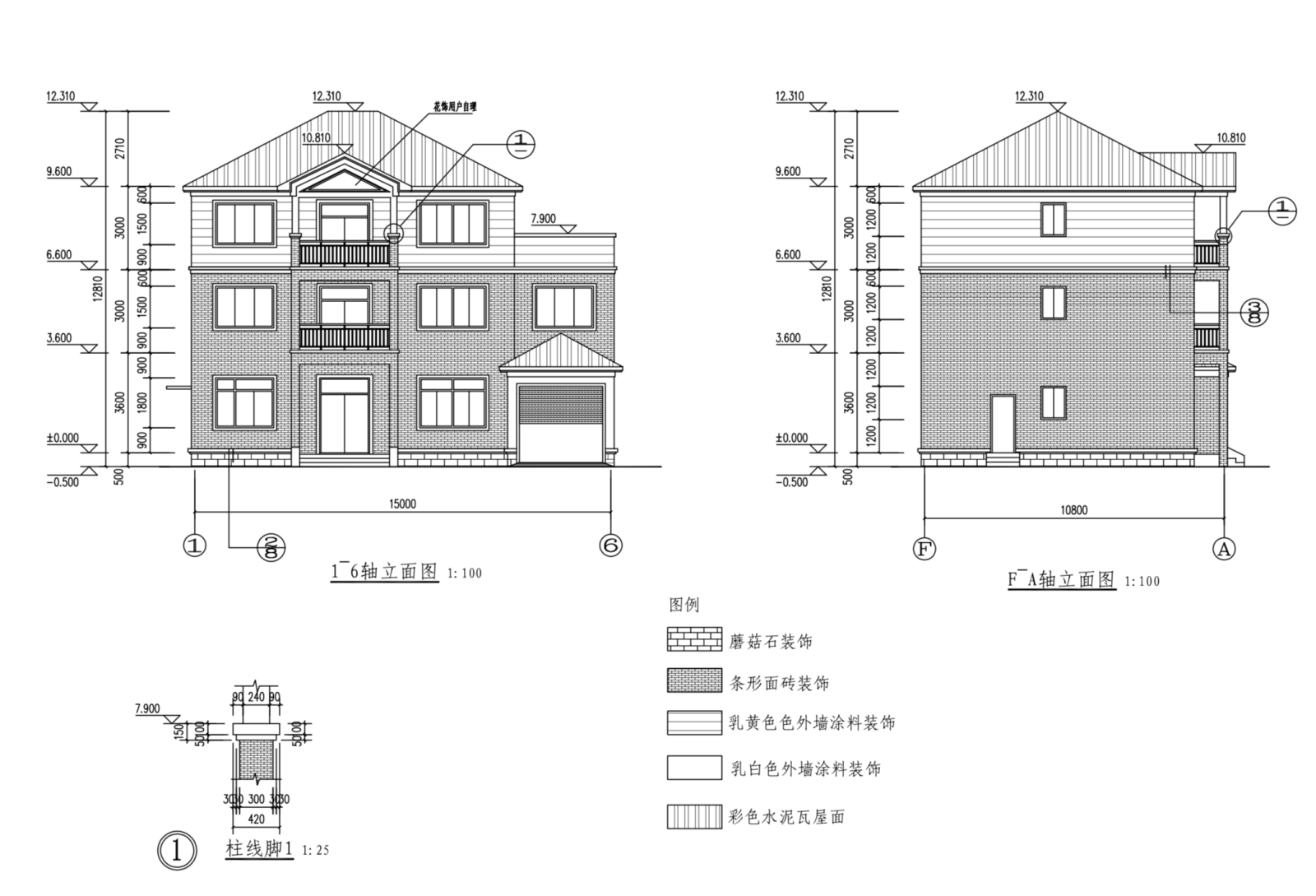 三层新农村独栋别墅自建房建筑cad施工图下载【ID:149888151】