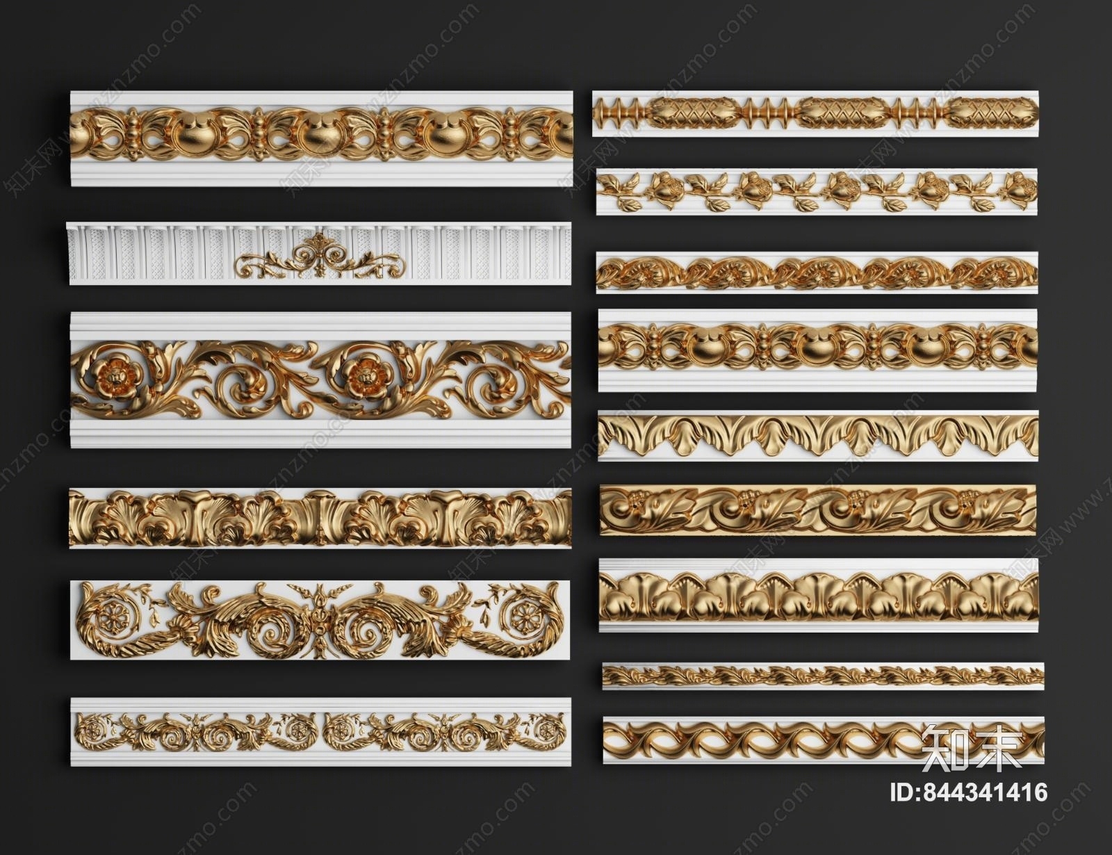 欧式古典石膏线条3D模型下载【ID:844341416】