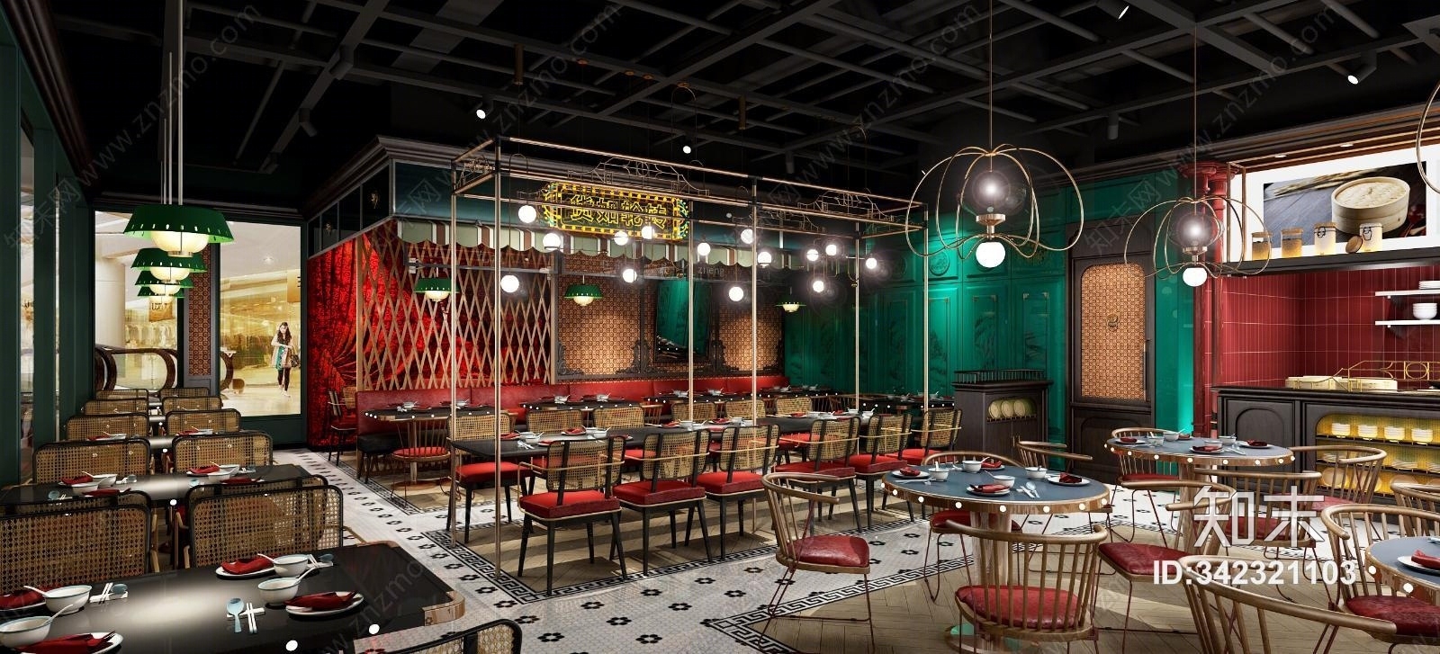 新古典港式现代茶餐厅3D模型下载【ID:342321103】