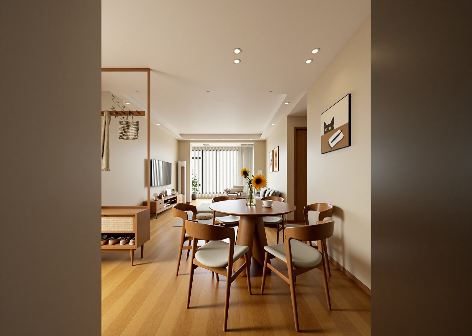 日式圆桌餐厅3D模型下载【ID:1214762653】