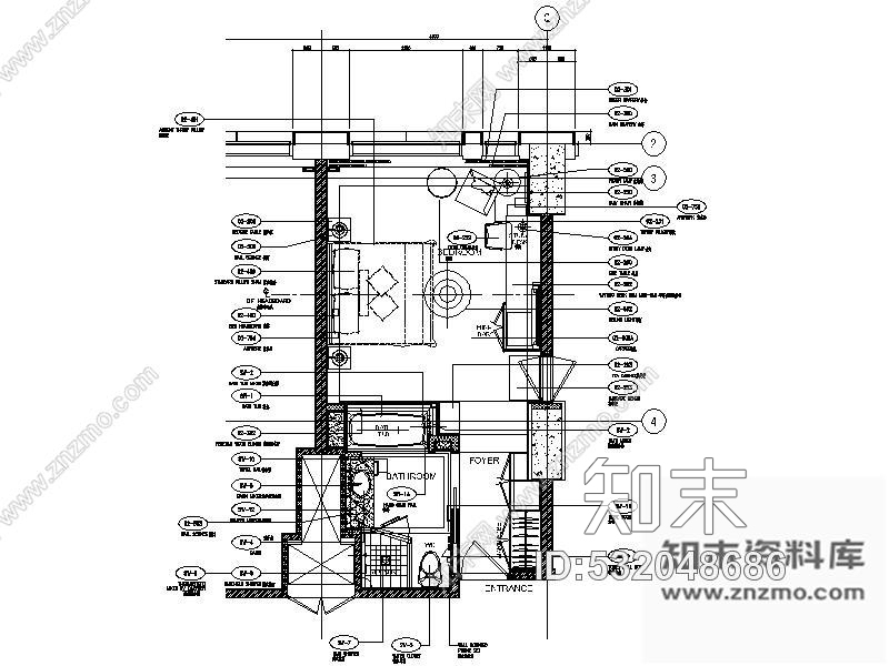 施工图五星级酒店标准客房单人间施工图cad施工图下载【ID:532048686】