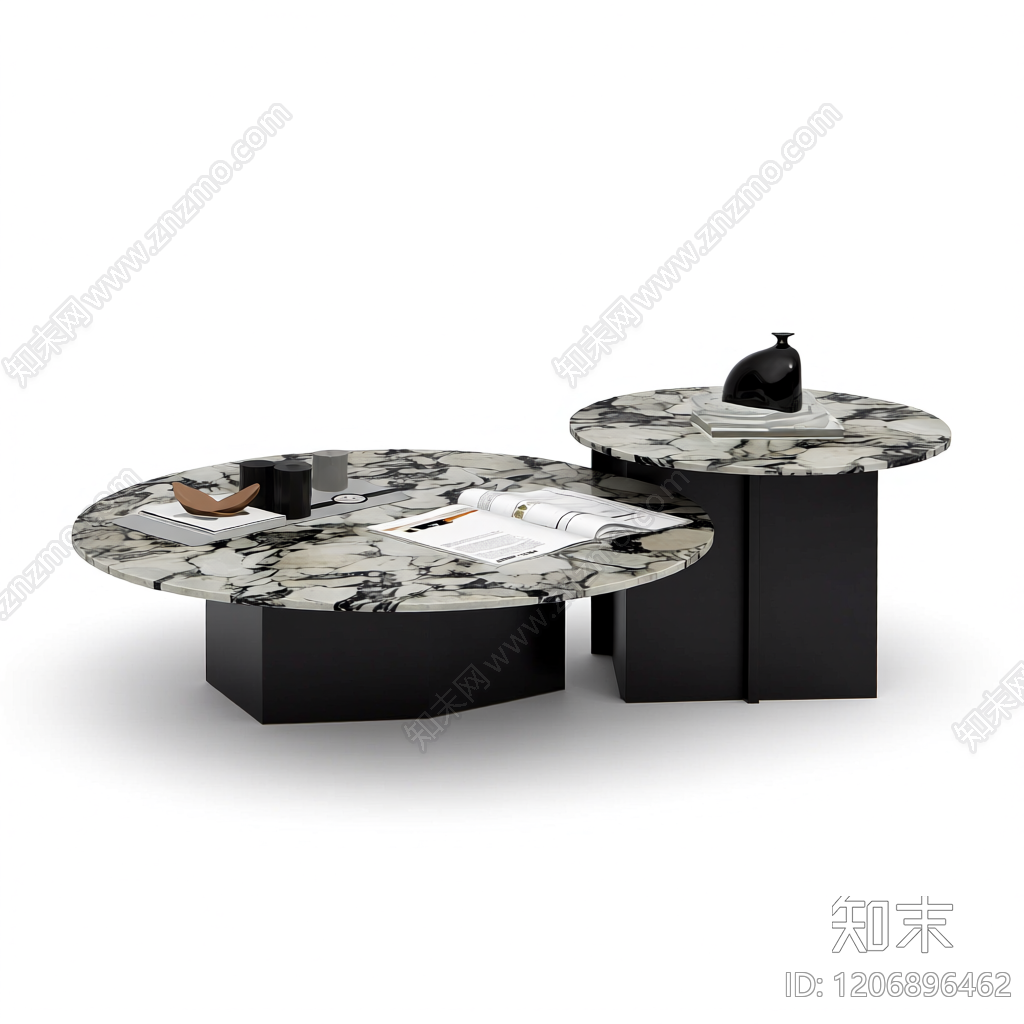 大理石茶几组合3D模型下载【ID:1206896462】