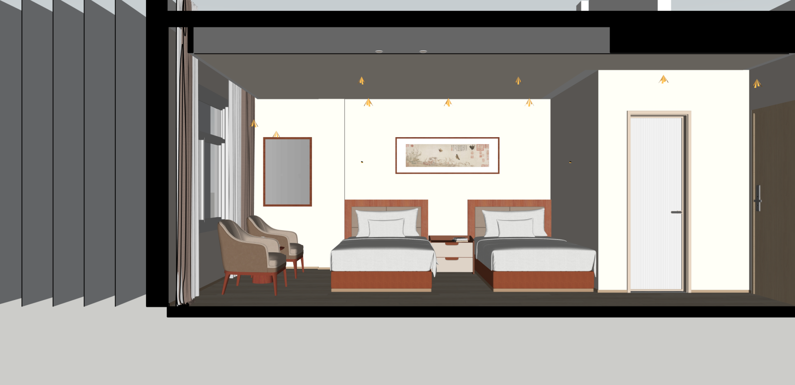 现代宿舍SU模型下载【ID:1216078510】