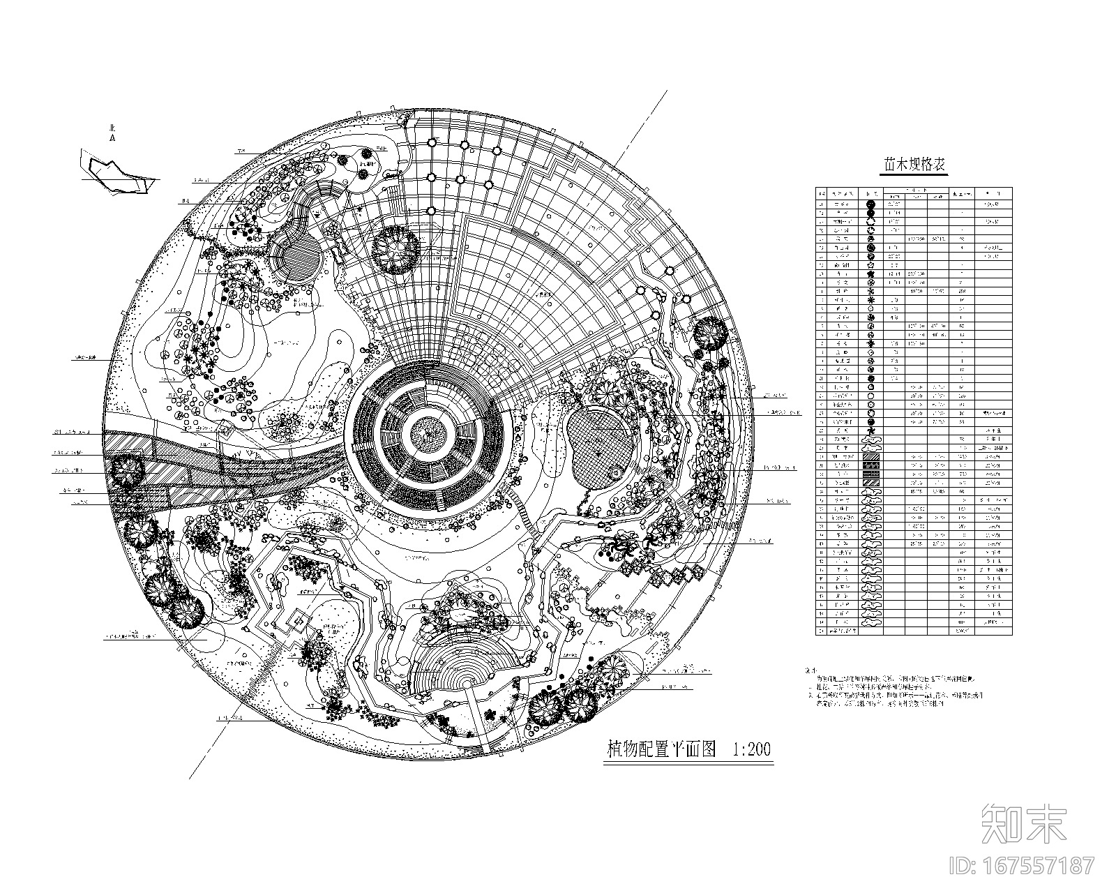 景观绿化配置CAD平面图施工图下载【ID:167557187】