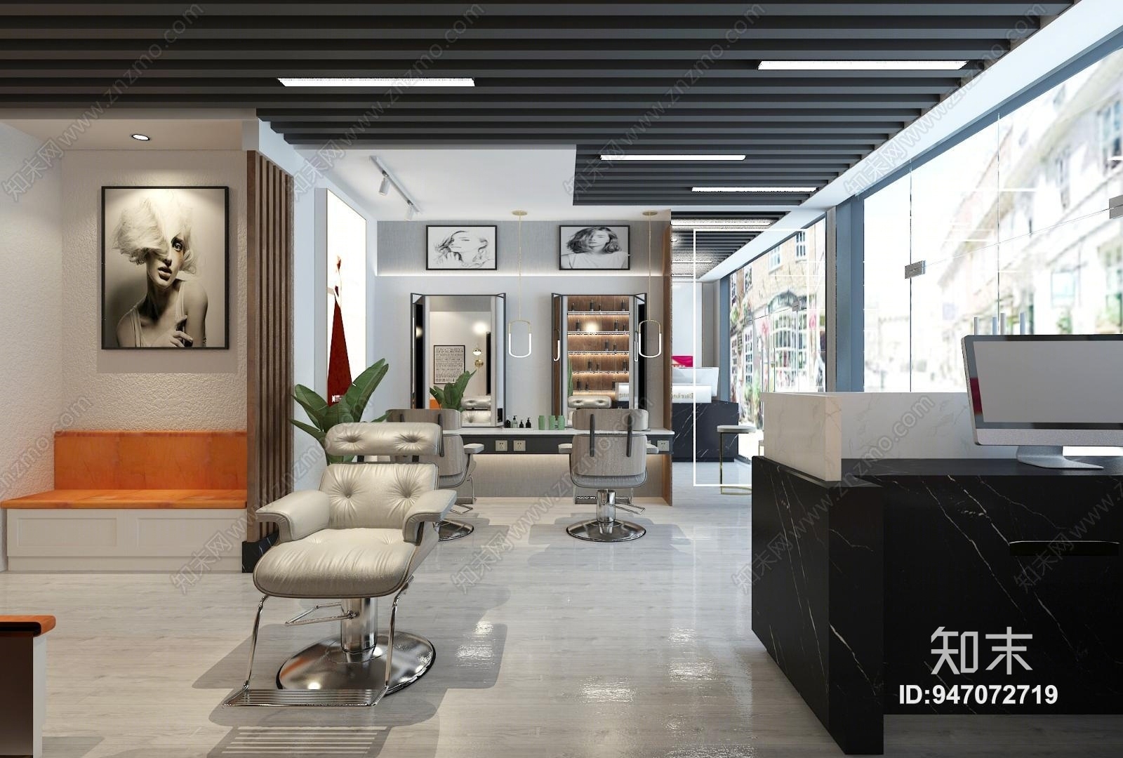 现代时尚美发店3D模型下载【ID:947072719】