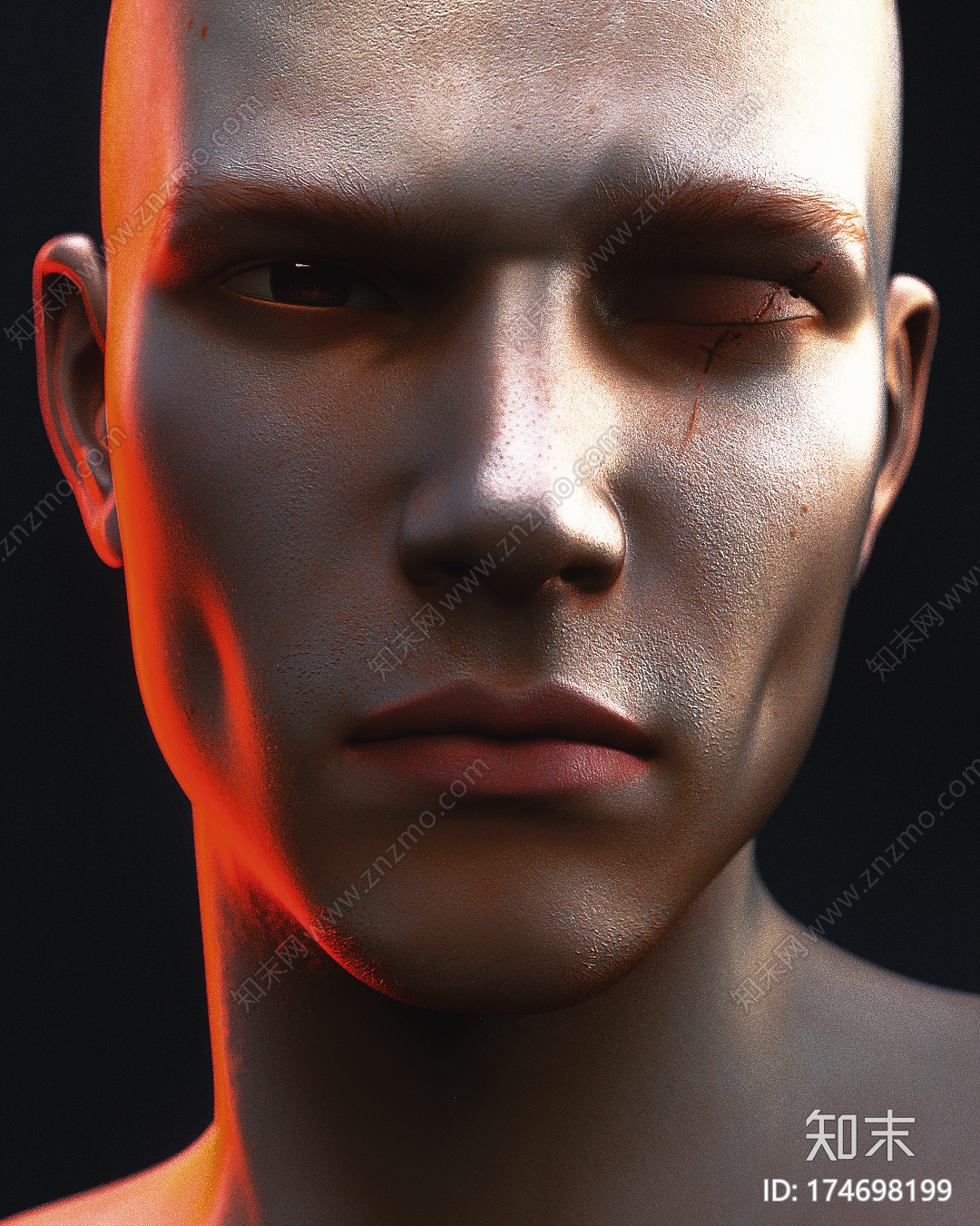 眼睛受伤的战士C4D动画工程文件分享CG模型下载下载【ID:174698199】