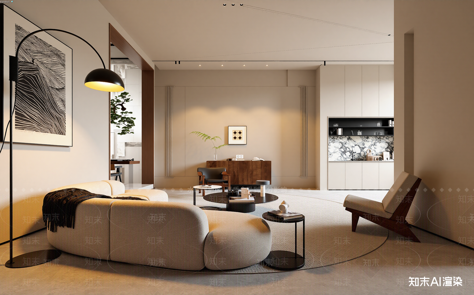 现代家居客厅3D模型下载【ID:1221978342】