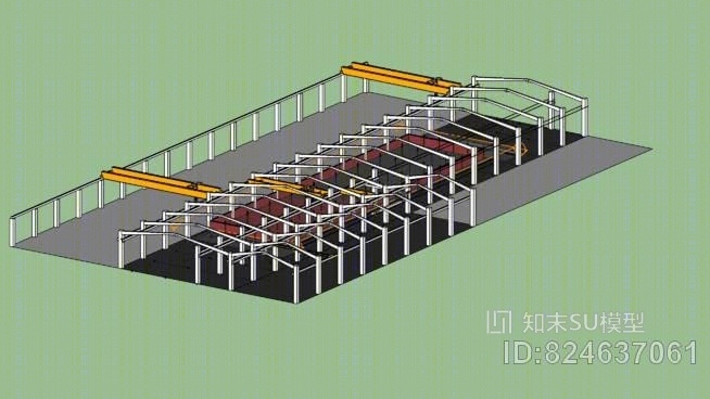 预制工厂布局草图SU模型下载【ID:824637061】