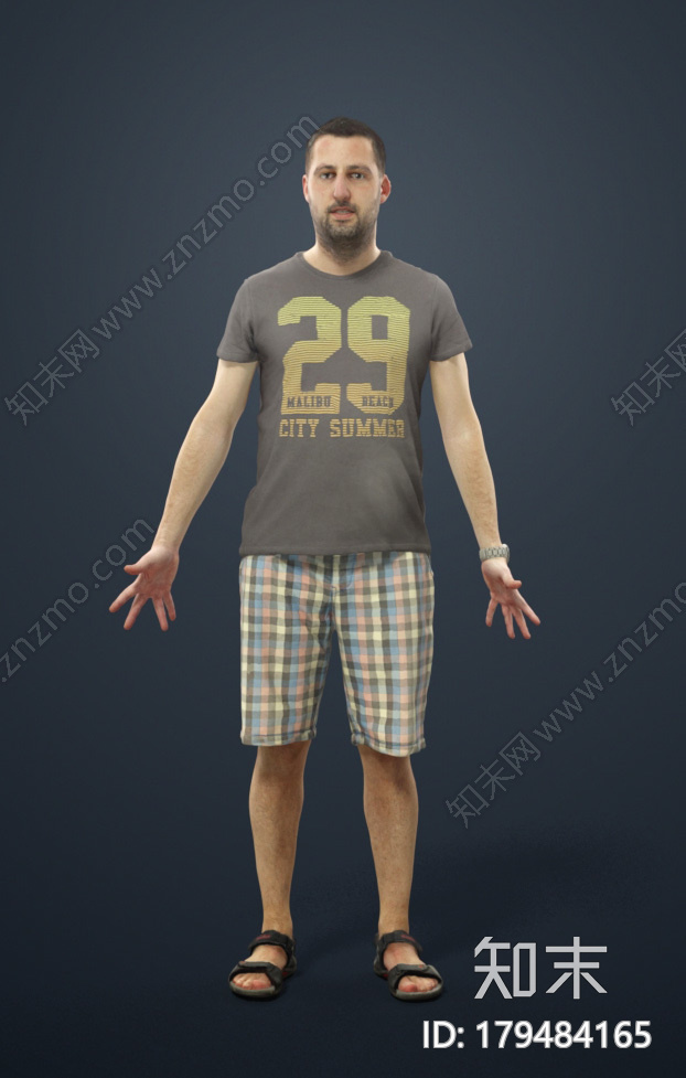 穿短袖的男人CG模型下载【ID:179484165】