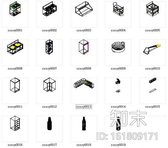 厨具三维图块cad施工图下载【ID:161809171】