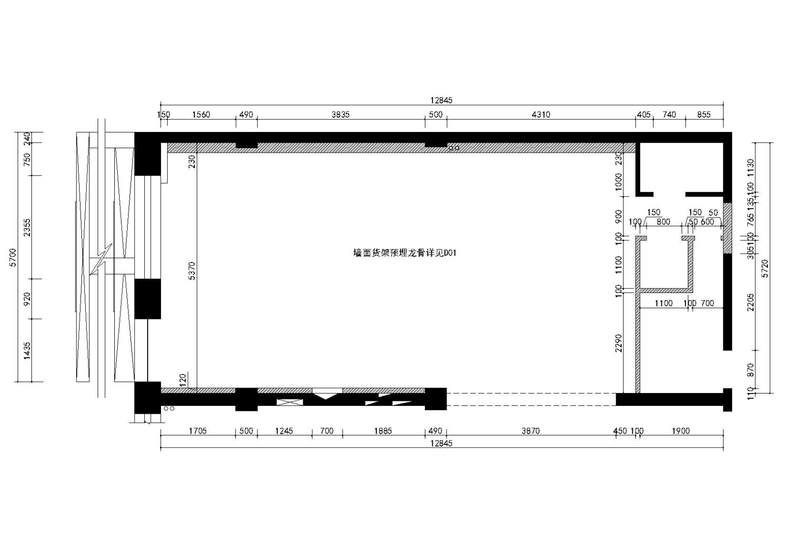 [黑龙江]哈尔滨潮牌休闲专卖店施工图cad施工图下载【ID:160705104】