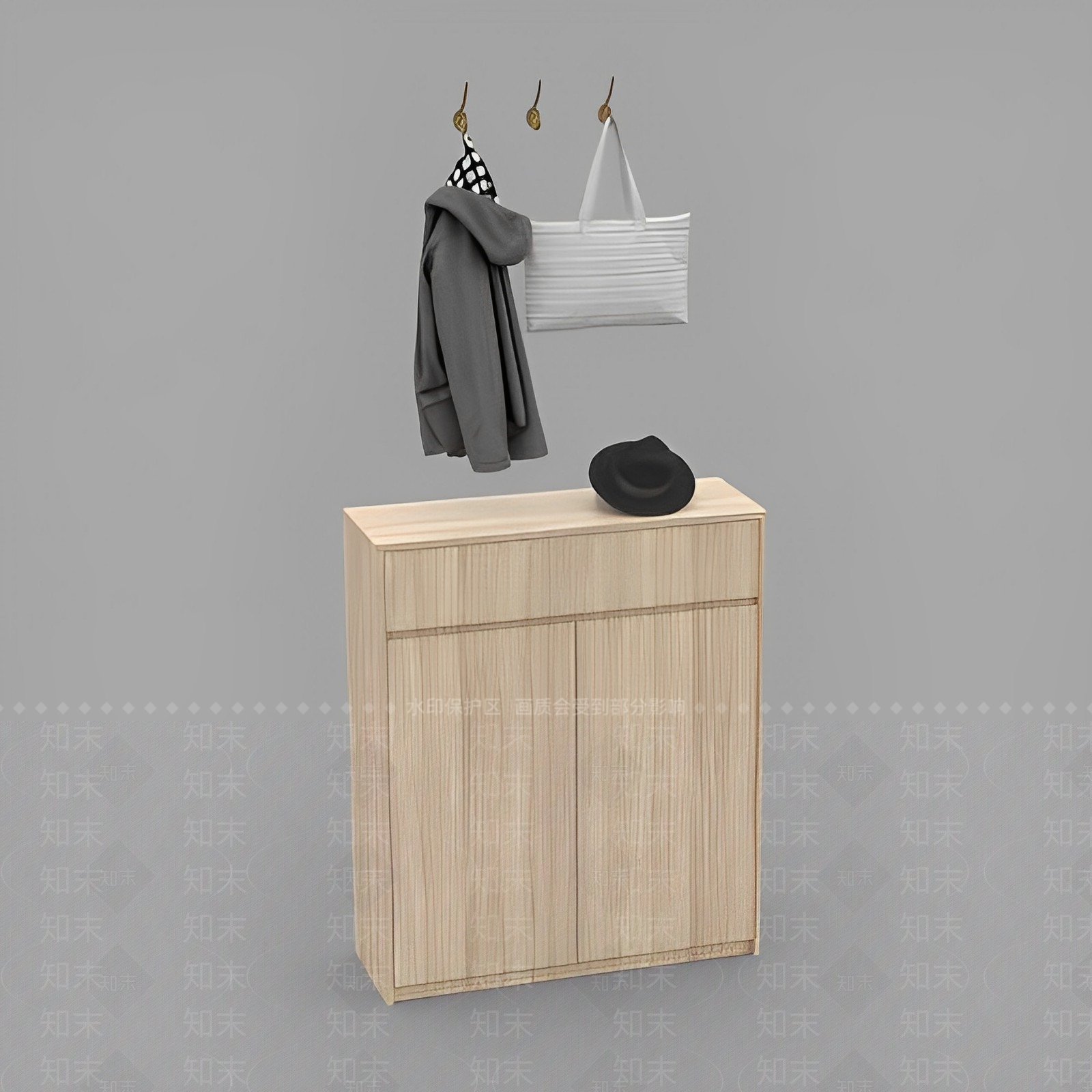 现代玄关柜免费3D模型下载【ID:1123243216】