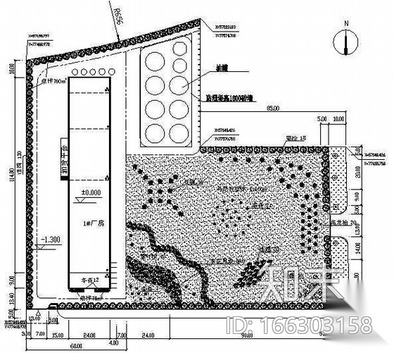 [山东]某石油厂区绿化平面图cad施工图下载【ID:166303158】