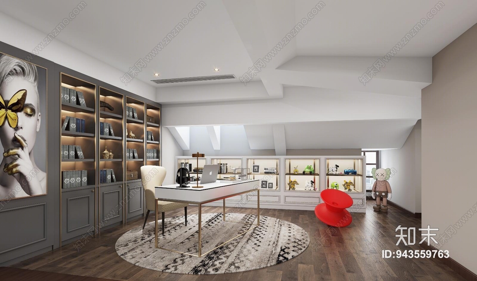 现代轻奢阁楼3D模型下载【ID:943559763】