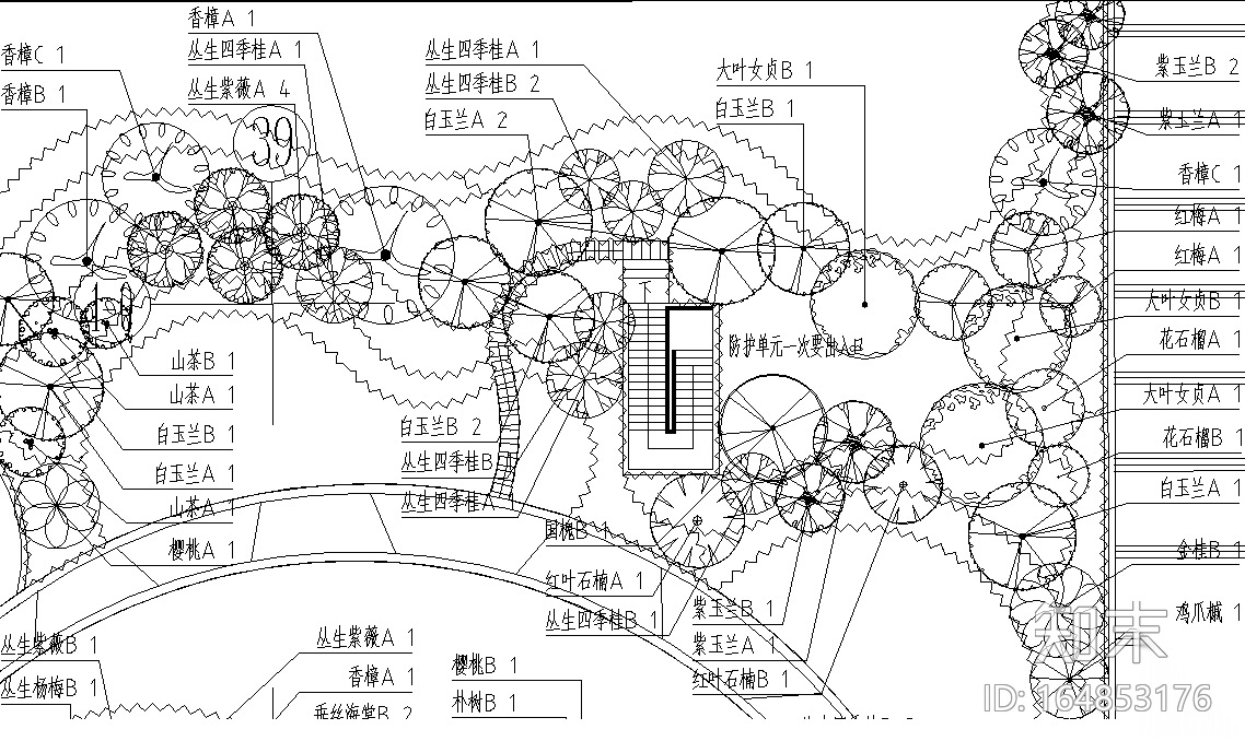 [上海]万科新古典居住区景观植物CAD施工图施工图下载【ID:164853176】