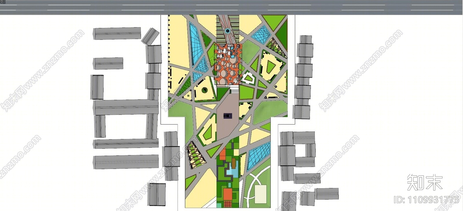 现代景观广场SU模型下载【ID:1109931775】