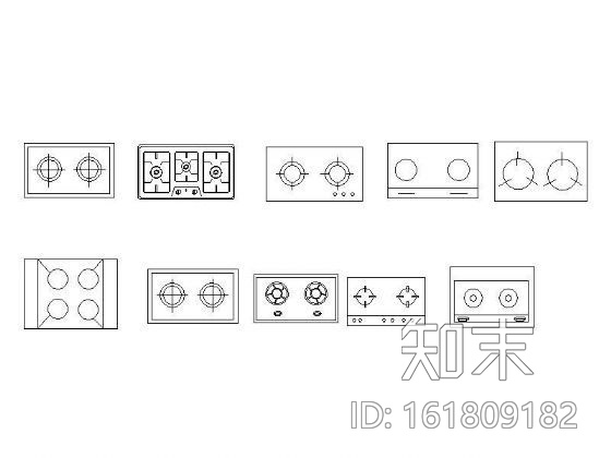 煤气灶图块cad施工图下载【ID:161809182】