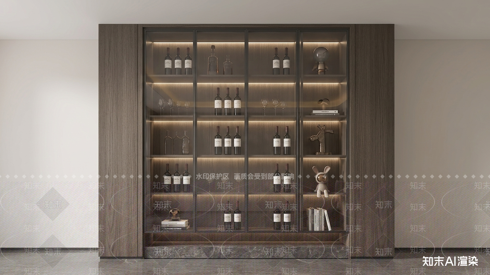 右侧玻璃展示柜酒柜3D模型下载【ID:1227496585】