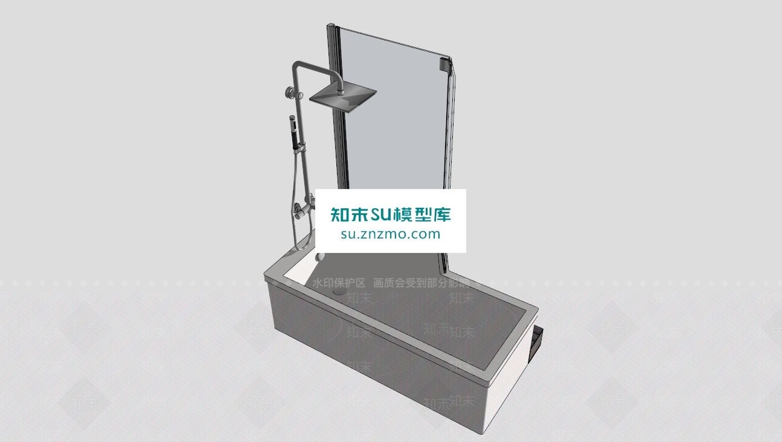 浴缸淋浴组合SU模型下载【ID:174084186】
