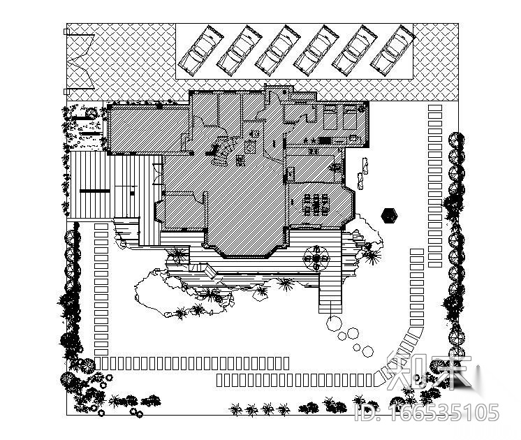 别墅庭院景观设计图纸cad施工图下载【ID:166535105】